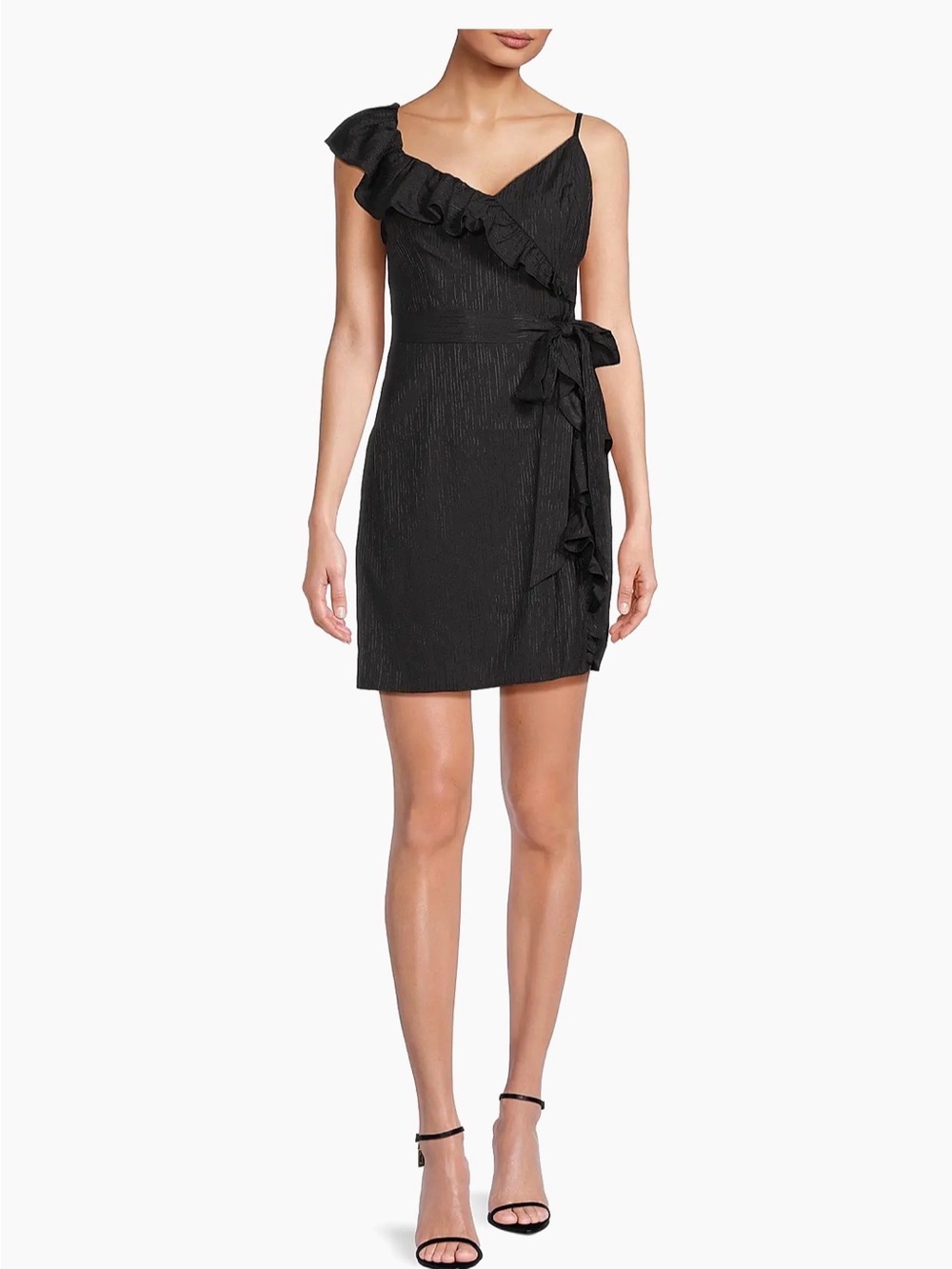 Lilly Pulitzer LaVianna Black One-Shoulder Ruffle Mini Dress, size 6, NWT